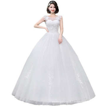 XQX001 Wholesale Cheap Wedding Dress Made In China Illusion O-neck Appliqued Lace Sexy Plus size Wedding Dress Bridal Gown